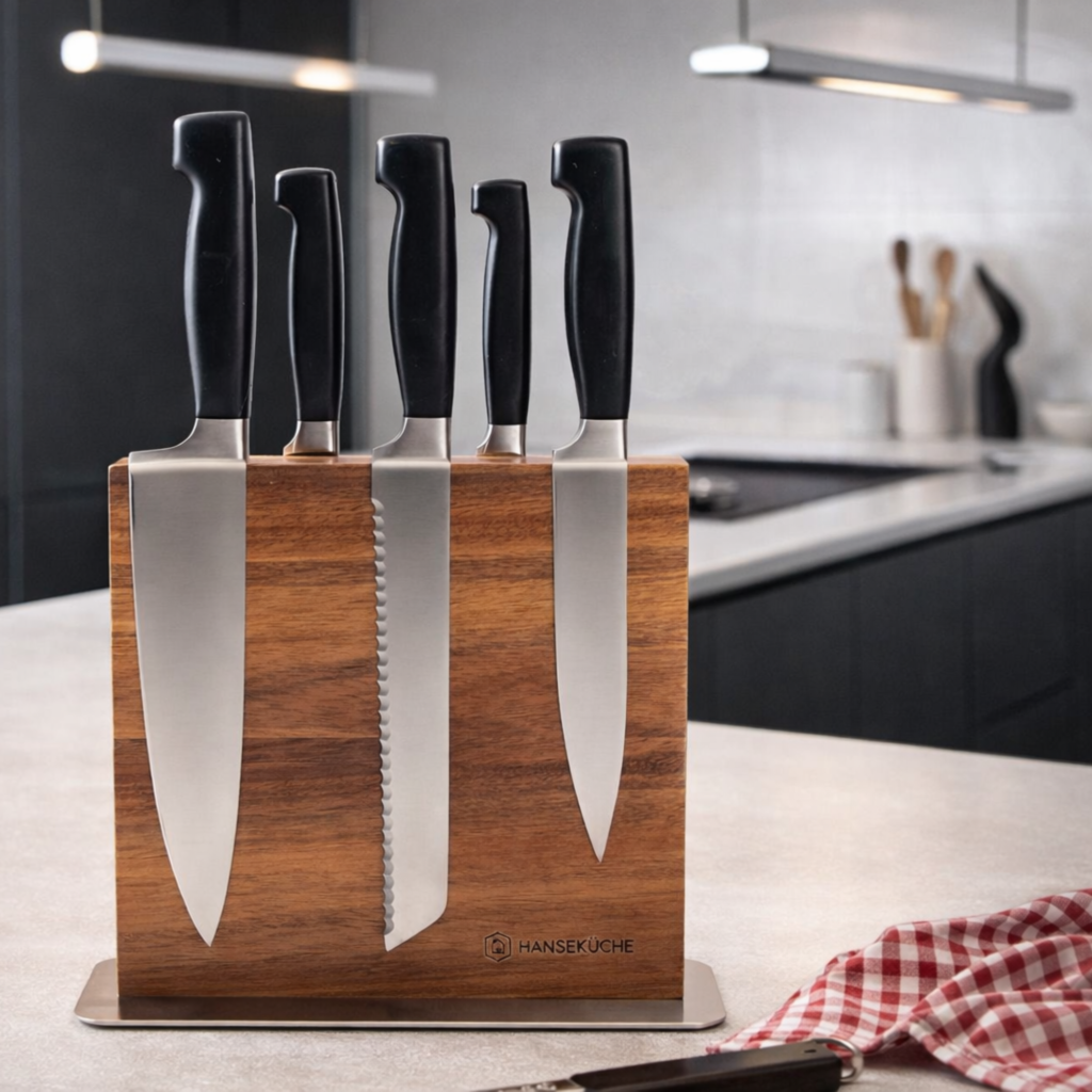 Rangement couteaux cuisine : les meilleures solutions pour les organiser en toute sécurité porte couteaux bois acacia design aimant