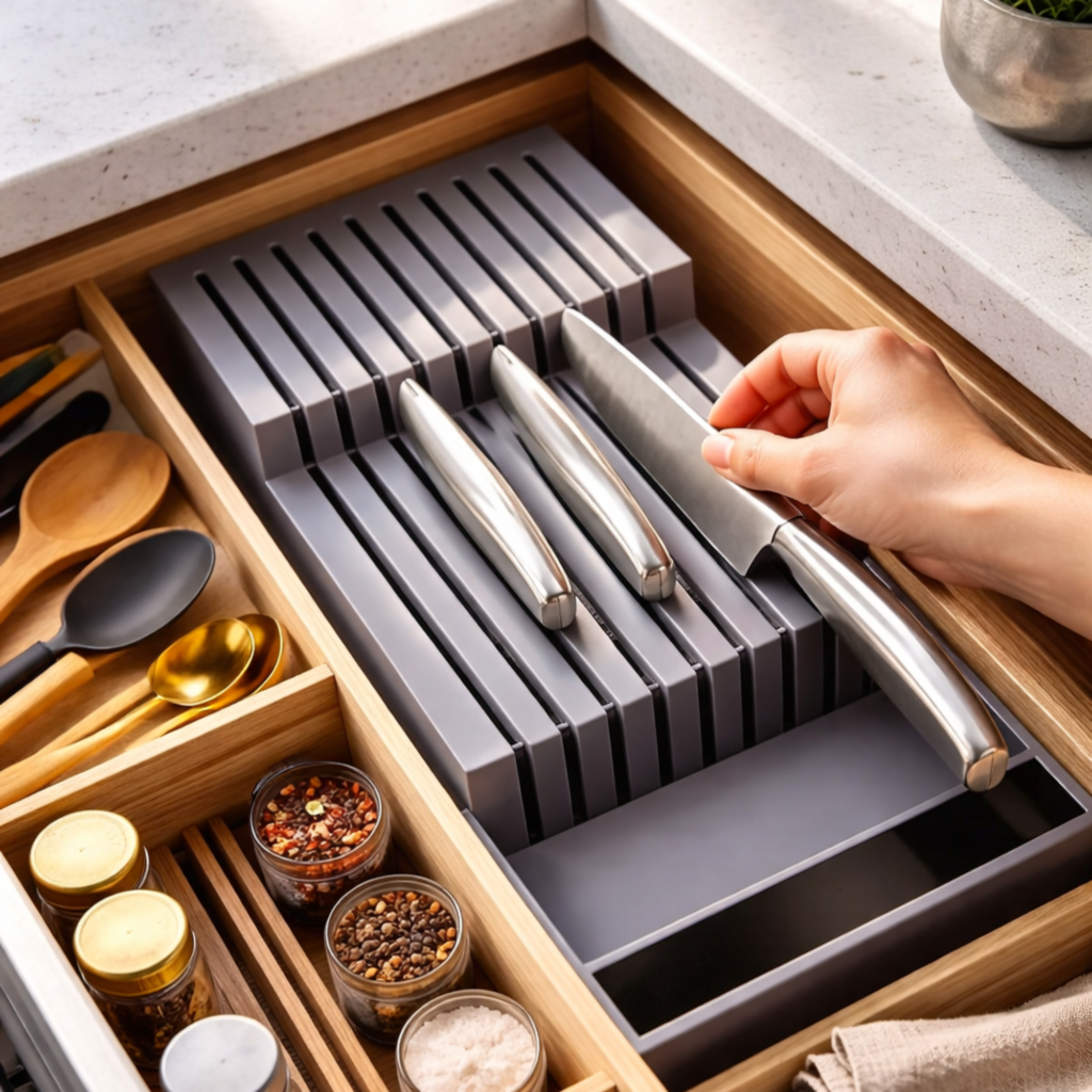 Rangement couteaux cuisine : les meilleures solutions pour les organiser en toute sécurité organisateur de couteaux pour tiroir cuisine