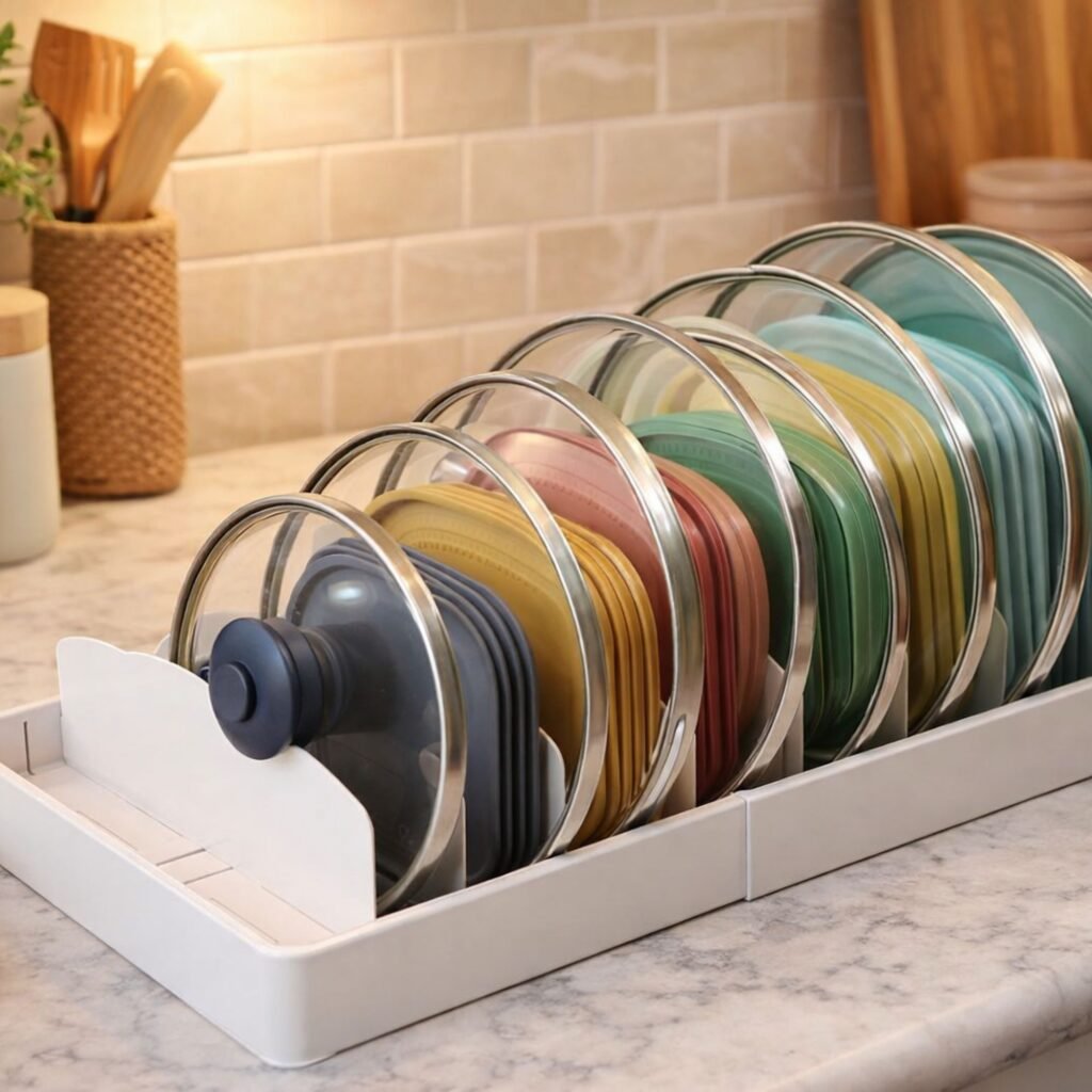 panier rangement couvercle poele cuisine cosy