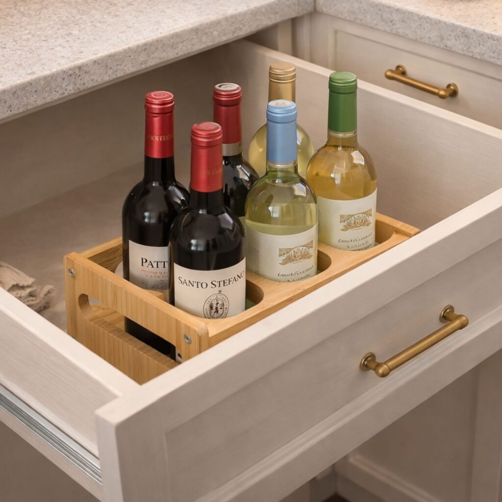 support bouteille tiroir